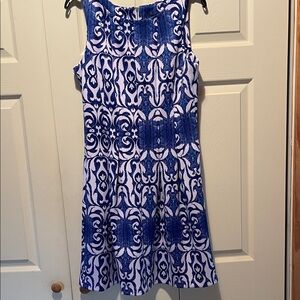 Gabby Skye Blue and White Printed Dress